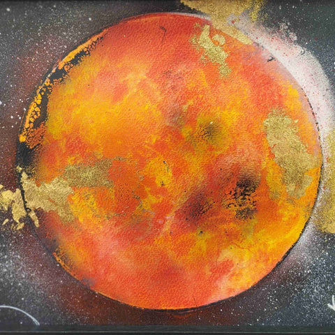 Peinture acrylique avec dorure, thème "galaxie" (A4)