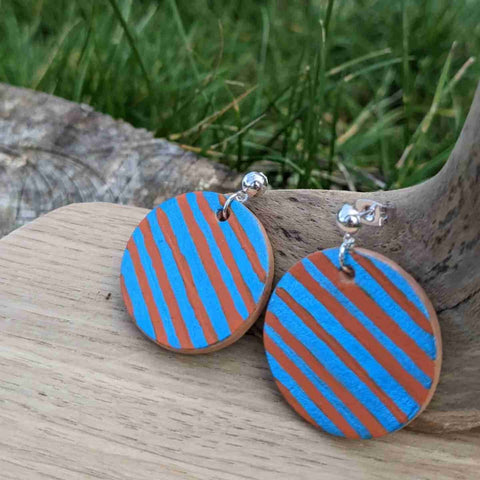 Boucles d'oreilles - bleu électrique et orange