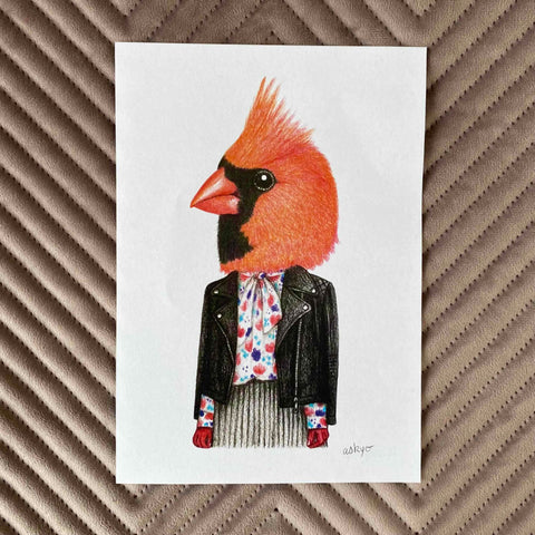Illustration de Carla l’oiseau cardinal rouge