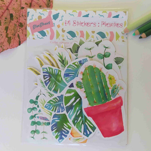 Sticker lot de 14 thème des plantes