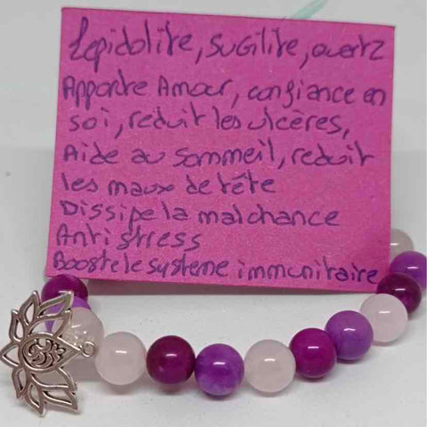 Bracelet pierre naturelle lepidolite , Sugilite