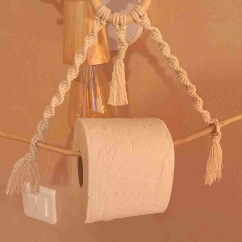 Support de papier toilette en macramé