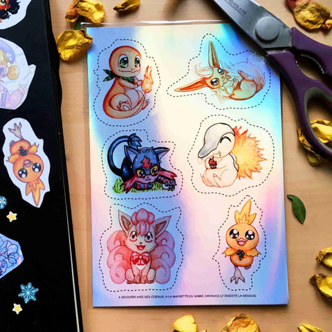 Planche stickers Holographique Pokemon