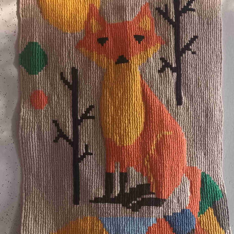 Tenture macramé murale déco renard fox arlequin tapisserie