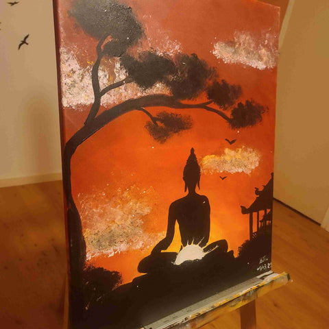 Tableau acrylique Bouddha méditation