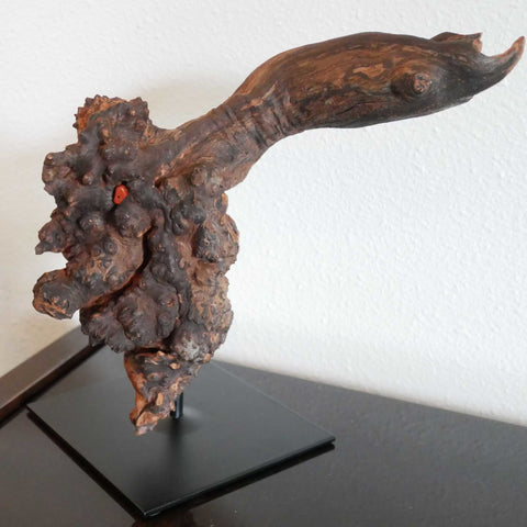 Le Diable Barbu - Sculpture en bois - Pièce unique sculptée main dans une racine de bruyère